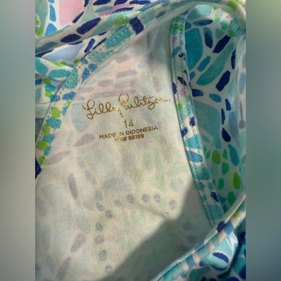 Lilly Pulitzer Girls Carice Dress Blue Ibiza Open Water size 14 - Picture 5 of 5